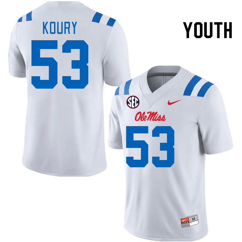 Youth #53 Joe Koury Ole Miss Rebels 2024 New Uniforms College Football Jerseys Stitched-White